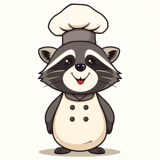 The House Chef, a raccoon in a toque